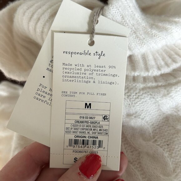 Cableknit Tunic Sweater Dress Women White Size Medium Minimalist Luxury Soft - Picture 6 of 6